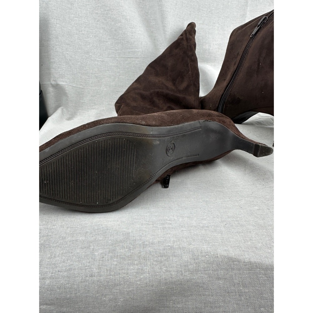A New Day Womens Brown Faux Suede Pointed Toe Kitten Heel Tall Boots Size 6 - Picture 6 of 8